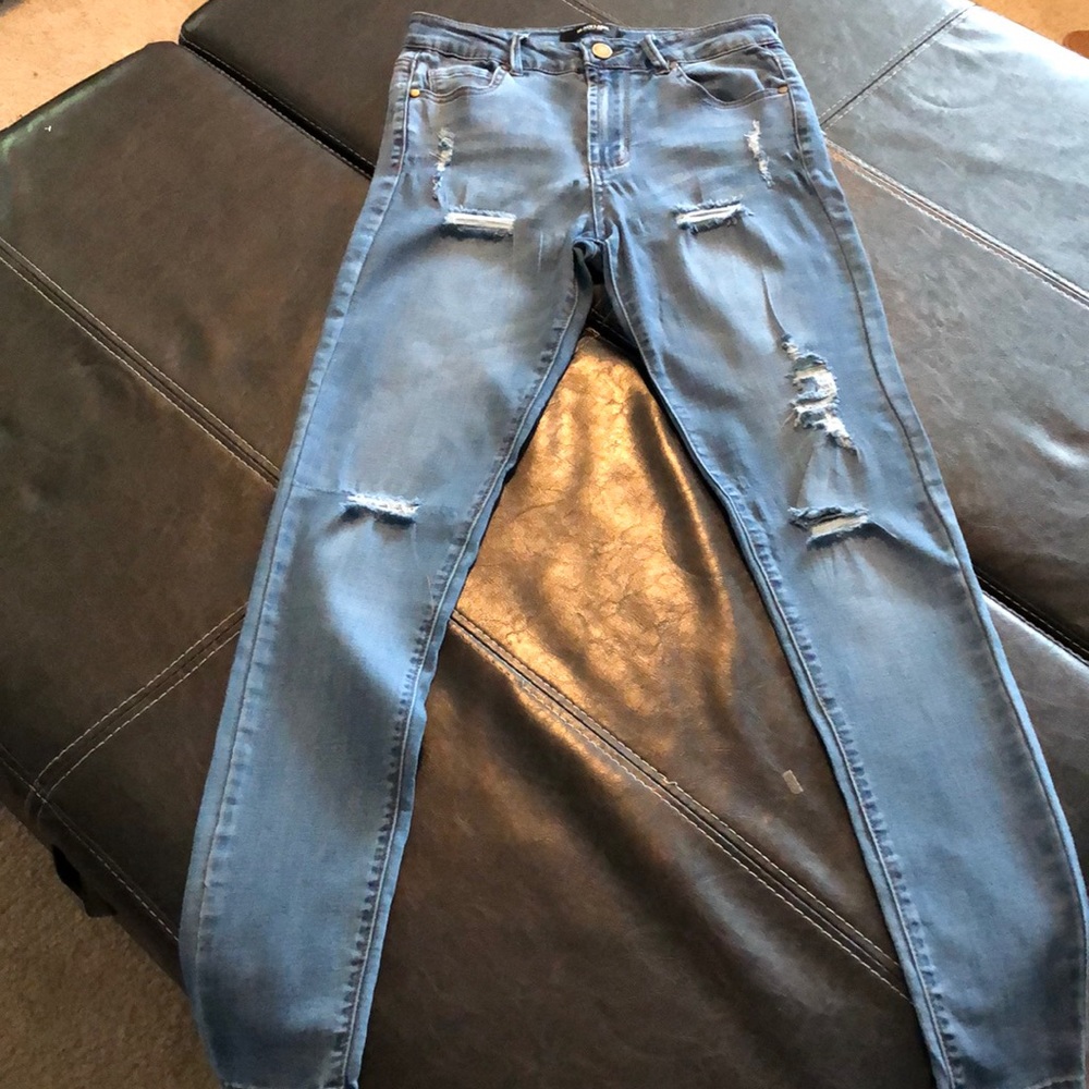 Distressed Light Blue Jeans